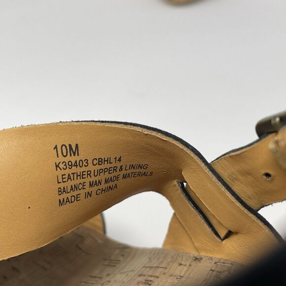 Kork Ease Austin Cork Wedge Sandals Womens 10 M Black Leather Ankle Strap Buckle - Picture 13 of 16